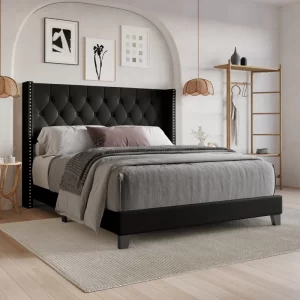 Wingback headboard bed