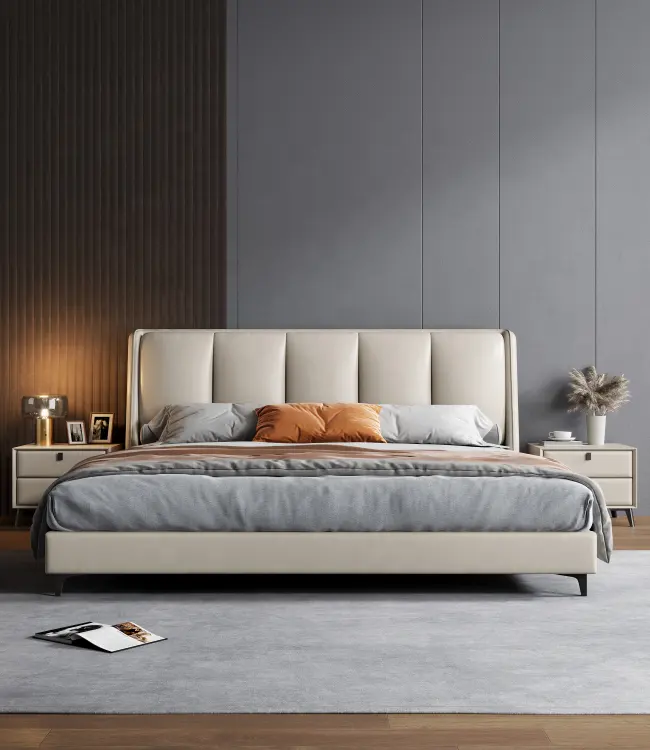 genuine leather upholstered bed for you